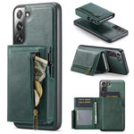 Fierre Shann Oil Wax Vegan Leather Magnetic Card Holder Retro Phone Case, For Galaxy S22 Ultra 5G, For Galaxy S22+ 5G, For Galaxy S22 5G