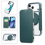 Custodia per telefono ultra sottile in ecopelle con supporto girevole e placcatura magnetica., For iPhone 17e / 16e, For iPhone 17 Pro Max, For iPhone 17 Pro