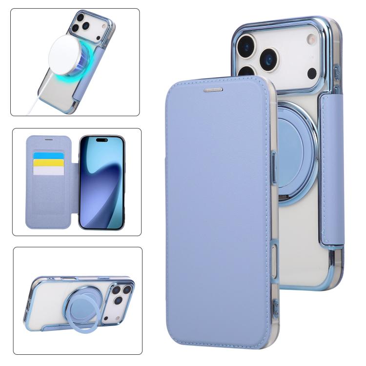 Custodia per telefono ultra sottile in ecopelle con supporto girevole e placcatura magnetica., For iPhone 17e / 16e, For iPhone 17 Pro Max, For iPhone 17 Pro