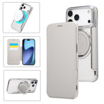 Custodia per telefono ultra sottile in ecopelle con supporto girevole e placcatura magnetica., For iPhone 17e / 16e, For iPhone 17 Pro Max, For iPhone 17 Pro