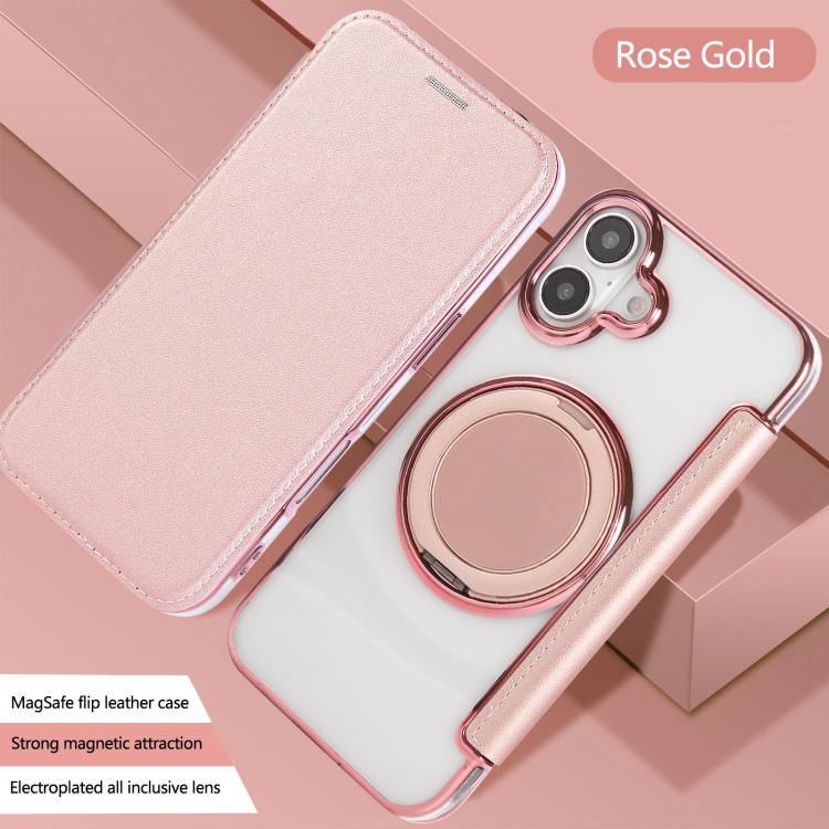 Custodia per telefono ultra sottile in ecopelle con supporto girevole e placcatura magnetica., For iPhone 17, For iPhone Air, For iPhone 16 Pro Max