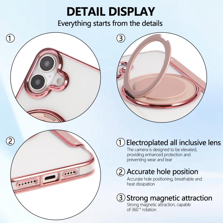 Custodia per telefono ultra sottile in ecopelle con supporto girevole e placcatura magnetica., For iPhone 17, For iPhone Air, For iPhone 16 Pro Max
