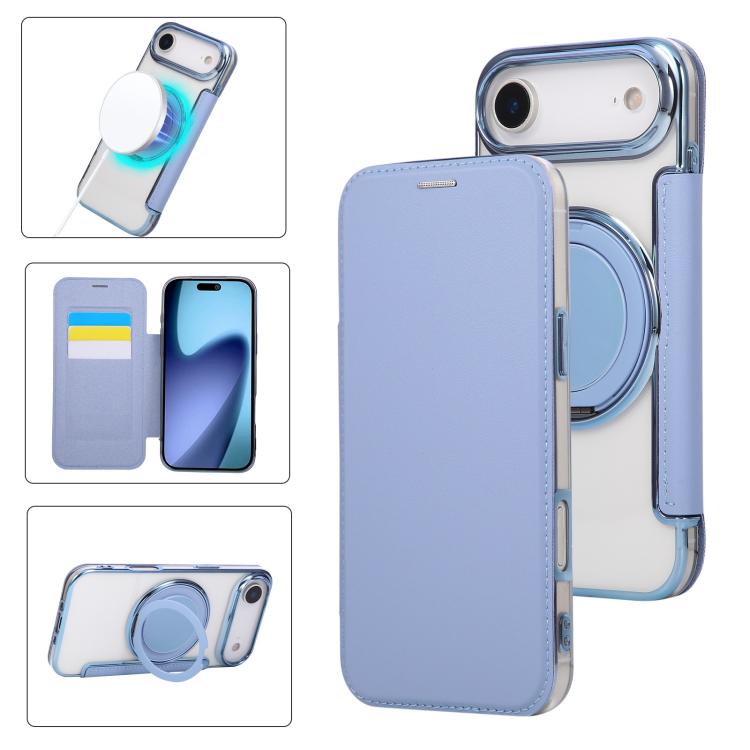 Custodia per telefono ultra sottile in ecopelle con supporto girevole e placcatura magnetica., For iPhone 17, For iPhone Air, For iPhone 16 Pro Max