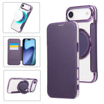 Custodia per telefono ultra sottile in ecopelle con supporto girevole e placcatura magnetica., For iPhone 17, For iPhone Air, For iPhone 16 Pro Max