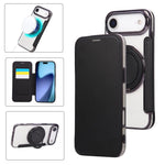 Custodia per telefono ultra sottile in ecopelle con supporto girevole e placcatura magnetica., For iPhone 17, For iPhone Air, For iPhone 16 Pro Max