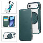 Custodia per telefono ultra sottile in ecopelle con supporto girevole e placcatura magnetica., For iPhone 17, For iPhone Air, For iPhone 16 Pro Max