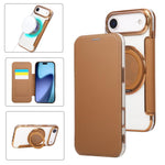 Custodia per telefono ultra sottile in ecopelle con supporto girevole e placcatura magnetica., For iPhone 17, For iPhone Air, For iPhone 16 Pro Max