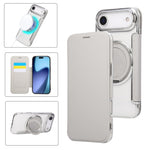 Custodia per telefono ultra sottile in ecopelle con supporto girevole e placcatura magnetica., For iPhone 17, For iPhone Air, For iPhone 16 Pro Max