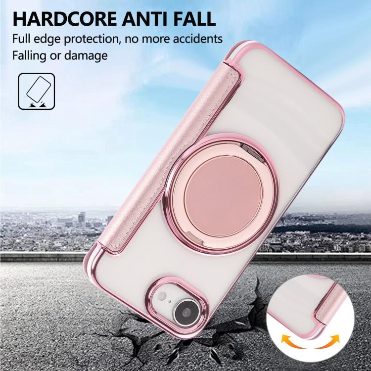 Custodia per telefono ultra sottile in ecopelle con supporto girevole e placcatura magnetica., For iPhone 17e / 16e, For iPhone 17 Pro Max, For iPhone 17 Pro