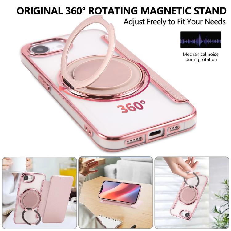 Custodia per telefono ultra sottile in ecopelle con supporto girevole e placcatura magnetica., For iPhone 17e / 16e, For iPhone 17 Pro Max, For iPhone 17 Pro