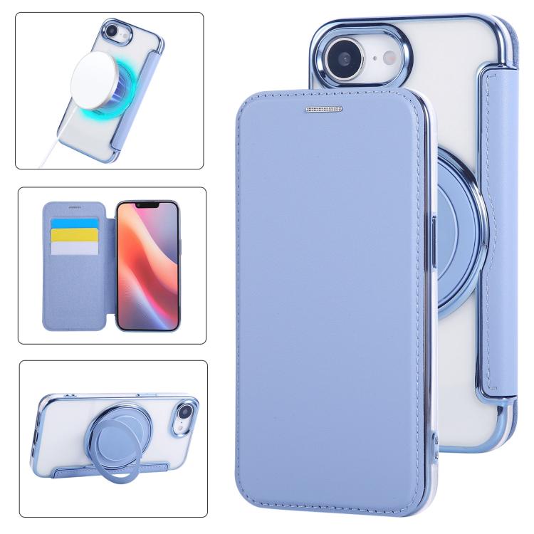 Custodia per telefono ultra sottile in ecopelle con supporto girevole e placcatura magnetica., For iPhone 17e / 16e, For iPhone 17 Pro Max, For iPhone 17 Pro