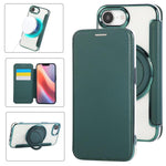 Custodia per telefono ultra sottile in ecopelle con supporto girevole e placcatura magnetica., For iPhone 17e / 16e, For iPhone 17 Pro Max, For iPhone 17 Pro