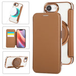 Custodia per telefono ultra sottile in ecopelle con supporto girevole e placcatura magnetica., For iPhone 17e / 16e, For iPhone 17 Pro Max, For iPhone 17 Pro