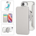 Custodia per telefono ultra sottile in ecopelle con supporto girevole e placcatura magnetica., For iPhone 17e / 16e, For iPhone 17 Pro Max, For iPhone 17 Pro