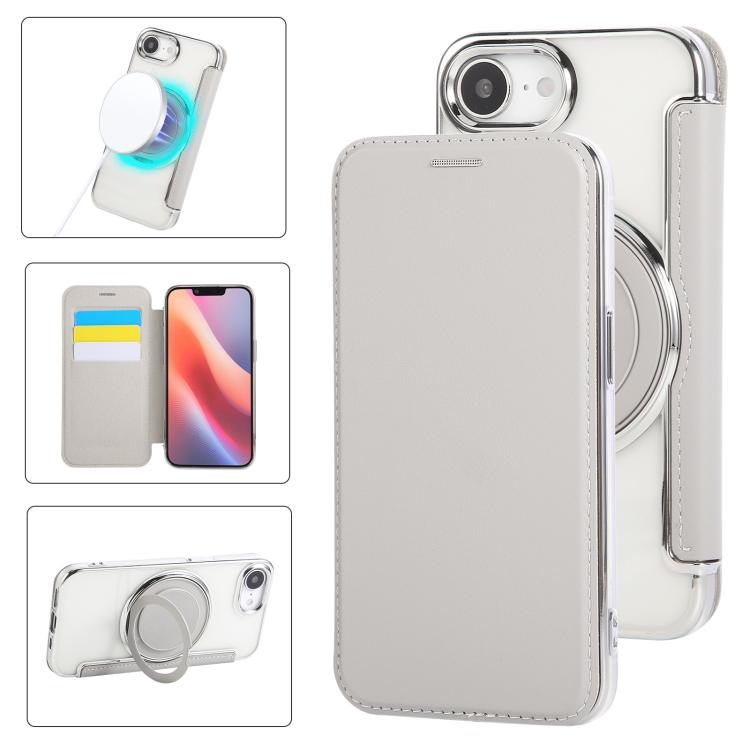 Custodia per telefono ultra sottile in ecopelle con supporto girevole e placcatura magnetica., For iPhone 17e / 16e, For iPhone 17 Pro Max, For iPhone 17 Pro