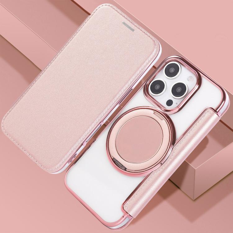 Custodia per telefono ultra sottile in ecopelle con supporto girevole e placcatura magnetica., For iPhone 16 Pro, For iPhone 16 Plus, For iPhone 16
