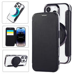 Custodia per telefono ultra sottile in ecopelle con supporto girevole e placcatura magnetica., For iPhone 16 Pro, For iPhone 16 Plus, For iPhone 16