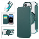 Custodia per telefono ultra sottile in ecopelle con supporto girevole e placcatura magnetica., For iPhone 16 Pro, For iPhone 16 Plus, For iPhone 16