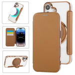 Custodia per telefono ultra sottile in ecopelle con supporto girevole e placcatura magnetica., For iPhone 16 Pro, For iPhone 16 Plus, For iPhone 16
