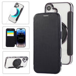 Custodia per telefono ultra sottile in ecopelle con supporto girevole e placcatura magnetica., For iPhone 16 Pro, For iPhone 16 Plus, For iPhone 16