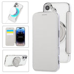 Custodia per telefono ultra sottile in ecopelle con supporto girevole e placcatura magnetica., For iPhone 16 Pro, For iPhone 16 Plus, For iPhone 16