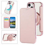 Custodia per telefono ultra sottile in ecopelle con supporto girevole e placcatura magnetica., For iPhone 15 Pro Max, For iPhone 15 Pro, For iPhone 15 Plus / 14 Plus