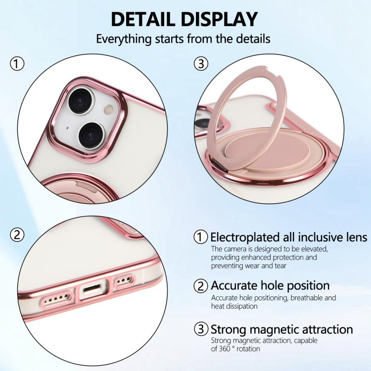 Custodia per telefono ultra sottile in ecopelle con supporto girevole e placcatura magnetica., For iPhone 15, For iPhone 14 / 13, For iPhone 14 Pro
