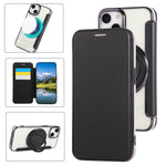 Custodia per telefono ultra sottile in ecopelle con supporto girevole e placcatura magnetica., For iPhone 15, For iPhone 14 / 13, For iPhone 14 Pro