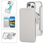 Custodia per telefono ultra sottile in ecopelle con supporto girevole e placcatura magnetica., For iPhone 15, For iPhone 14 / 13, For iPhone 14 Pro