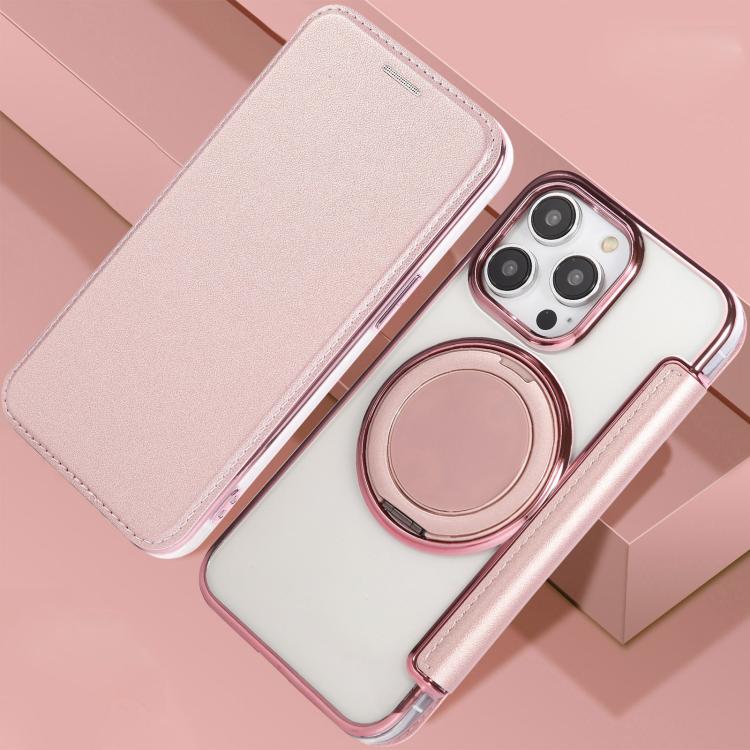 Custodia per telefono ultra sottile in ecopelle con supporto girevole e placcatura magnetica., For iPhone 14 Pro Max, For iPhone 13 Pro Max, For iPhone 13 Pro