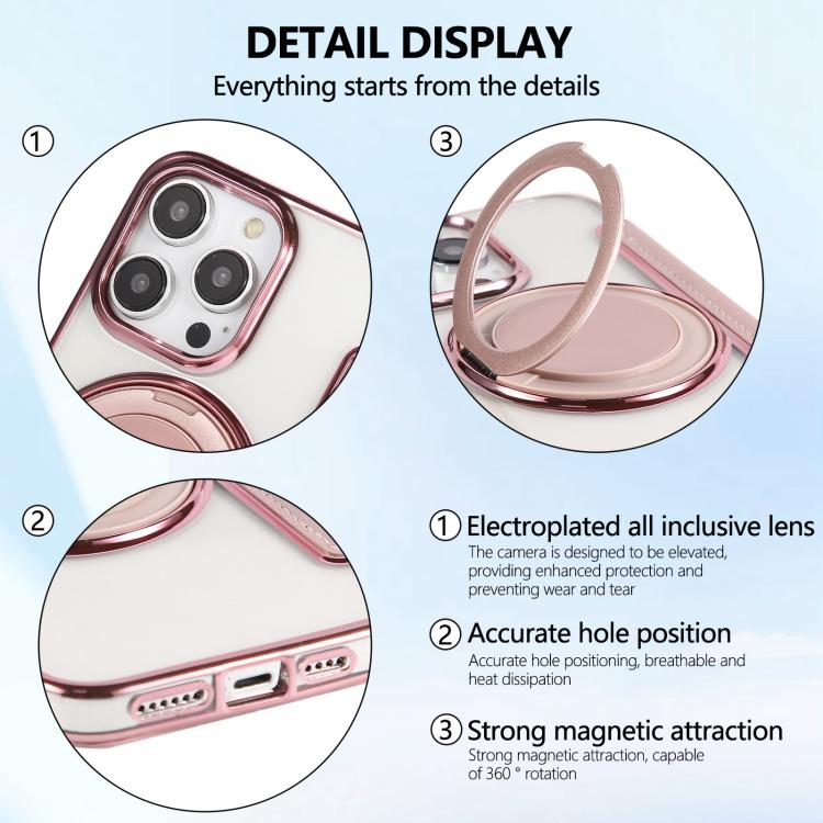 Custodia per telefono ultra sottile in ecopelle con supporto girevole e placcatura magnetica., For iPhone 14 Pro Max, For iPhone 13 Pro Max, For iPhone 13 Pro