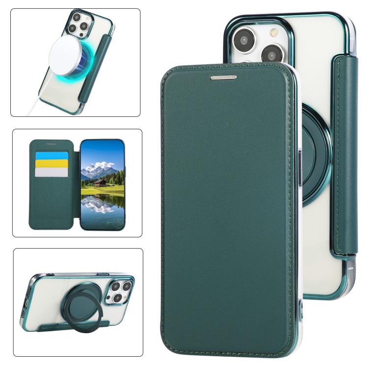 Custodia per telefono ultra sottile in ecopelle con supporto girevole e placcatura magnetica., For iPhone 14 Pro Max, For iPhone 13 Pro Max, For iPhone 13 Pro