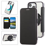 Custodia per telefono ultra sottile in ecopelle con supporto girevole e placcatura magnetica., For iPhone 14 Pro Max, For iPhone 13 Pro Max, For iPhone 13 Pro