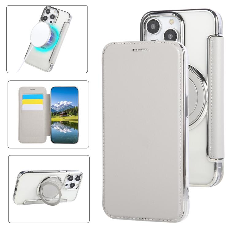 Custodia per telefono ultra sottile in ecopelle con supporto girevole e placcatura magnetica., For iPhone 12 / 12 Pro, For iPhone 12 Pro Max