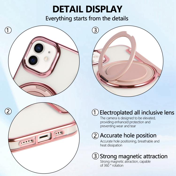 Custodia per telefono ultra sottile in ecopelle con supporto girevole e placcatura magnetica., For iPhone 12 / 12 Pro, For iPhone 12 Pro Max