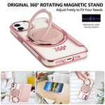 Custodia per telefono ultra sottile in ecopelle con supporto girevole e placcatura magnetica., For iPhone 12 / 12 Pro, For iPhone 12 Pro Max