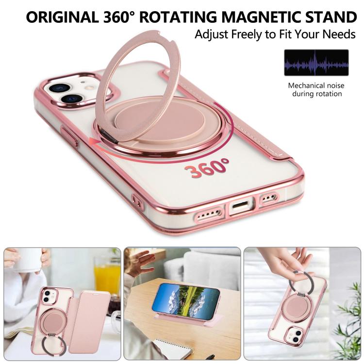 Custodia per telefono ultra sottile in ecopelle con supporto girevole e placcatura magnetica., For iPhone 12 / 12 Pro, For iPhone 12 Pro Max