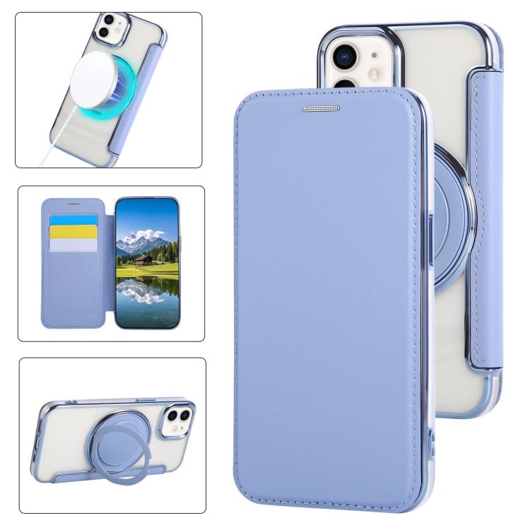 Custodia per telefono ultra sottile in ecopelle con supporto girevole e placcatura magnetica., For iPhone 12 / 12 Pro, For iPhone 12 Pro Max