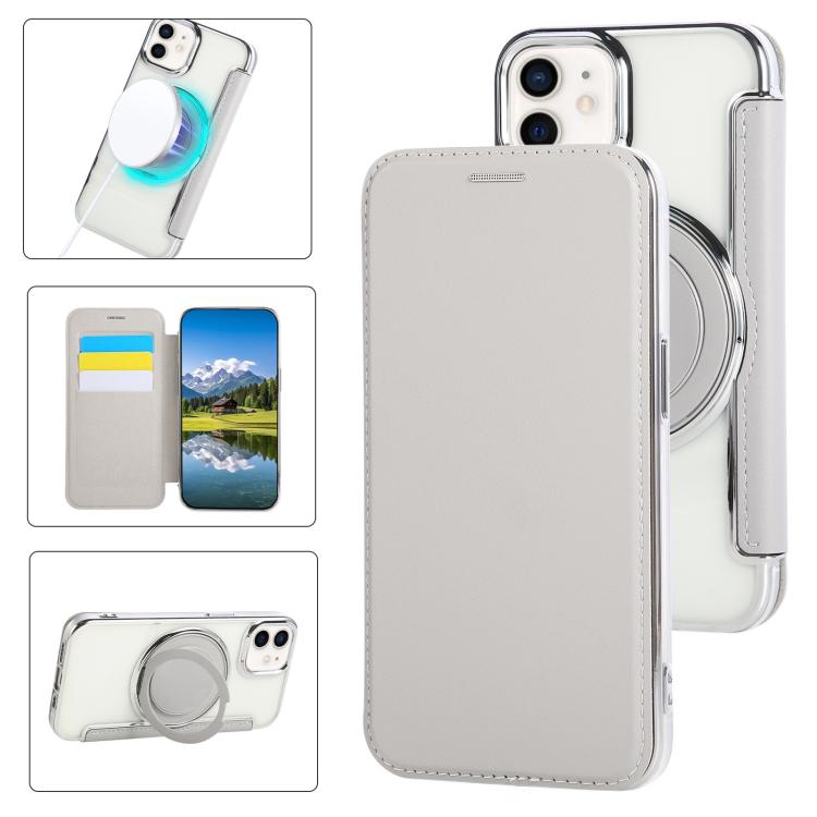 Custodia per telefono ultra sottile in ecopelle con supporto girevole e placcatura magnetica., For iPhone 12 / 12 Pro, For iPhone 12 Pro Max
