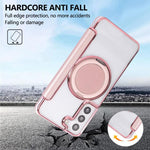 Custodia per telefono ultra sottile in ecopelle con supporto girevole e placcatura magnetica., For Samsung Galaxy S22 5G