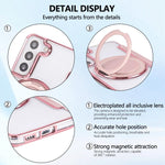 Custodia per telefono ultra sottile in ecopelle con supporto girevole e placcatura magnetica., For Samsung Galaxy S22 5G