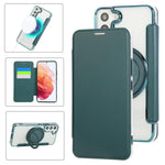 Custodia per telefono ultra sottile in ecopelle con supporto girevole e placcatura magnetica., For Samsung Galaxy S22 5G