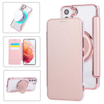 Custodia per telefono ultra sottile in ecopelle con supporto girevole e placcatura magnetica., For Samsung Galaxy S23 5G, For Samsung Galaxy S22 Ultra 5G, For Samsung Galaxy S22+ 5G