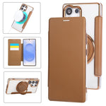 Custodia per telefono ultra sottile in ecopelle con supporto girevole e placcatura magnetica., For Samsung Galaxy S24 Ultra 5G, For Samsung Galaxy S23 Ultra 5G, For Samsung Galaxy S23+ 5G