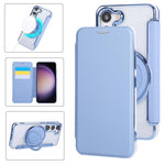 Custodia per telefono ultra sottile in ecopelle con supporto girevole e placcatura magnetica., For Samsung Galaxy S24 Ultra 5G, For Samsung Galaxy S23 Ultra 5G, For Samsung Galaxy S23+ 5G
