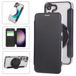 Custodia per telefono ultra sottile in ecopelle con supporto girevole e placcatura magnetica., For Samsung Galaxy S24 Ultra 5G, For Samsung Galaxy S23 Ultra 5G, For Samsung Galaxy S23+ 5G