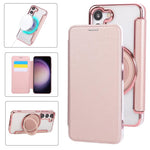 Custodia per telefono ultra sottile in ecopelle con supporto girevole e placcatura magnetica., For Samsung Galaxy S23 5G, For Samsung Galaxy S22 Ultra 5G, For Samsung Galaxy S22+ 5G