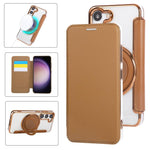 Custodia per telefono ultra sottile in ecopelle con supporto girevole e placcatura magnetica., For Samsung Galaxy S23 5G, For Samsung Galaxy S22 Ultra 5G, For Samsung Galaxy S22+ 5G
