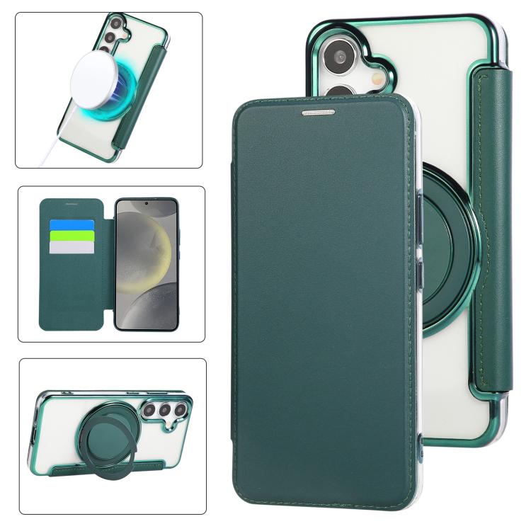 Custodia per telefono ultra sottile in ecopelle con supporto girevole e placcatura magnetica., For Samsung Galaxy S25 / S24 5G, For Samsung Galaxy S25+ / S24+ 5G, For Samsung Galaxy S25 Ultra 5G