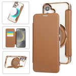 Custodia per telefono ultra sottile in ecopelle con supporto girevole e placcatura magnetica., For Samsung Galaxy S25 / S24 5G, For Samsung Galaxy S25+ / S24+ 5G, For Samsung Galaxy S25 Ultra 5G